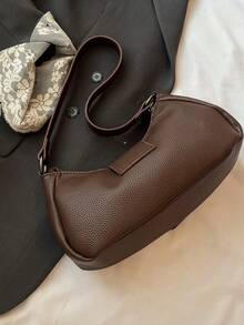 1件装女士复古摩托朋克铆钉装饰可调节肩带大容量柔软仿油皮渐变色单肩/腋下包，适合工作、通勤、约会、派对等场合。 - 咖啡 - 查看 7