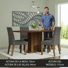 Juego Comedor Mesa Tapa Madera 4 Sillas Keila Madesa Color Marrón y Gris - Marrón y Gris - Ver 5