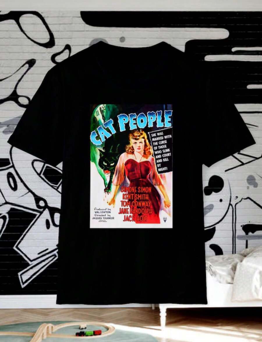 CAT PEOPLE SHIRT! Historic, Horror Movie, 1942. Halloween, Tourneur, Curse, Freaks, Body Snatcher, Fritz Lang, Metropolis - màu đen - Xem 1