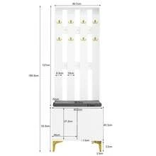 Wardrobe Set With Shoe Stool And Cushions. Front Coat Rack With Hooks. Shoe Cabinet With Drawers And Doors, Black And White. - trắng - Xem 10