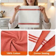 12-Piece 100% Cotton Kitchen Towel Set| 6 Hand Towels (15" X 25"), 6 Dish Towels (12" X 12") - Striped Woven, Absorbent And Durable, Suitable For Cooking, Cleaning, And Drying - Perfect For Christmas And Holiday Kitchens - Yellow - View 7