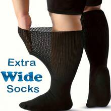 2/4/6pairs Extra Wide Socks Designed For Swollen Feet, Featuring A Unisex Comfort Style With A Non-Restrictive Top, Available In A Classy Black Color, Perfect For Year-Round Use - Multicolor - View 1