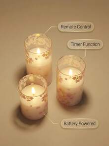 1/3pcs Flameless Flickering Candles With Remote Control And Timer, Suitable For Home Gatherings, Table Centerpiece Decor, Holiday Decoration - Pink - View 3