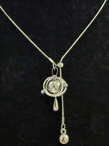 1pc Fashionable Teardrop Rhinestone Planet Necklace, Elegant Design Suitable For Wedding, Party And Daily Wear - Multicolor - View 5