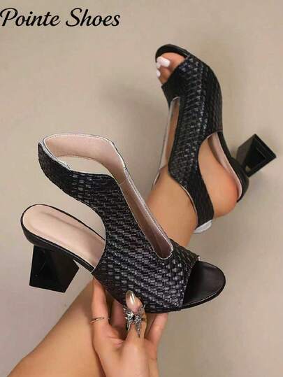 2025 New Arrival Dual-Tone Leopard Print Women's Boots, Comfortable Chunky Heel Round Toe Open Toe Sandals