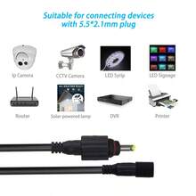 The DC Extension Cable Is Black. The Outdoor Lighting Connection Cable Has A Length Of 5.5x2.1mm/5m (16.4ft), Compatible With Various Devices, IP65 Is More Suitable For Outdoor Use, And Is Applicable For Connecting Solar Lights, Monitors In Gardens, Terraces, And Other Outdoor Areas. - Black - View 3