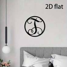 【墙面雕塑】1个45厘米/17.72英寸2D扁平字母T艺术装饰吊坠，铁艺工艺，现代风格，复古风格，惊艳的家居装饰，客厅，卧室，办公室。 - 彩色 - 查看 8