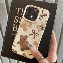 1pc TPU Vintage Soft Teddy Bear Full-Screen Pattern Phone Case Compatible With IPhone 17 Pro Max/17/16 Pro Max/15/13/12/11, S20 FE/A15/S24/A55, Redmi Note 11/12/13 Pro, Shock-Proof Soft Protective Cover - White - View 2