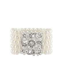 Layered Pearl Necklace Gothic Cross Pearl Stacked Necklace For Women - White - View 12