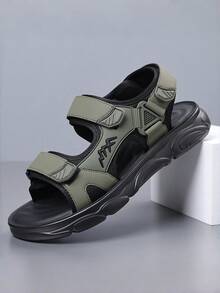 Men's Adjustable Strap Outdoor Hiking Sandals, Open Toe Non-Slip Wear-Resistant Thick Sole Lightweight Breathable Casual Athletic Footwear For Men Beach Camping Travel Daily Wear - 綠色 - 查看 1
