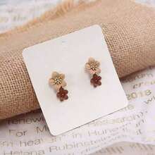 1 Pair Flower Earrings Women Cute Stud Earrings Cool Party Jewelry Valentine's Day Gift For Women Mom Family Friends - 卡其色 - 查看 2