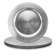 Silver Charger Plates, Set Of 6 Serving Charger Plate For Dinner Table, Wedding, Events Plate Chargers - 13 Inch - Round-silver - View 1