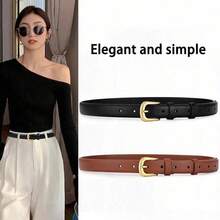 1pc Women's Metal Buckle Belt, Suitable For Various Festivals, Parties And Daily Occasions, Summer, Autumn School, Autumn/Winter, Halloween - Multicolor - View 1