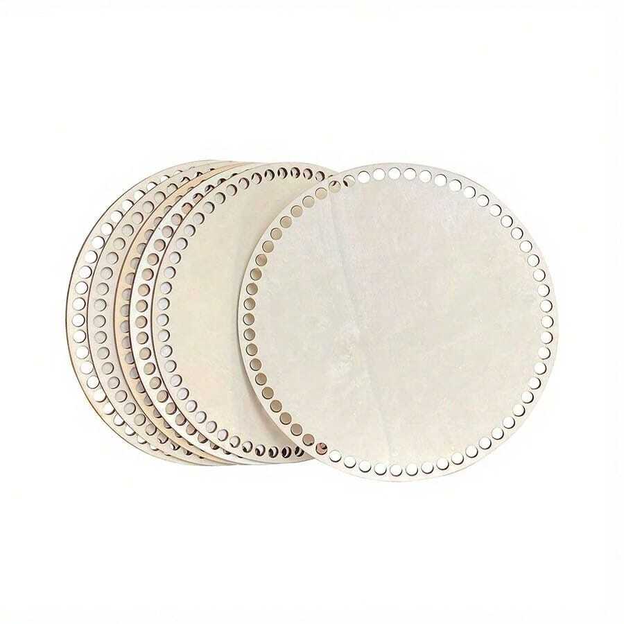 Round Wooden Crochet Basket Bottom - DIY Yarn Basket Weaving Kit, Handmade Tote Bag Wallet Base, Wooden Crochet Accessories - A - View 1