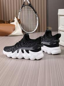 Sepatu Lari Outdoor High-Top Baru, Modis, Serbaguna, Sepatu Olahraga Kasual Pasangan, Tersedia Ukuran Besar - Hitam dan putih - View 5