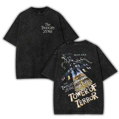 Super Value Hot  T-Shirt Retro Tower Of Terror Shirt, Twilight Zone Washed Cotton T-Shirt, Summerween Tee, 90s Halloween Movie Shirt, Halloween Gift Y2k, Soulja, Concert, Halloween, Gothic, Vintage, Streetwear Graphic Suitable Gift For Fans SD0082