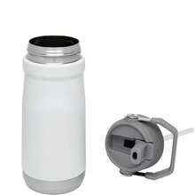 Stainless Steel Thermal Bottle 550ml/650ml Double Wall With Flip Straw, Portable Handle 1313 - màu xanh lá - Xem 4