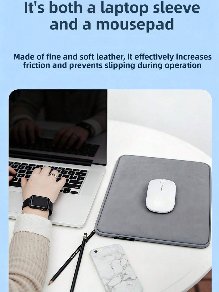 Ant Cloth 2-In-1 Laptop Sleeve & Mouse Pad, Portable Anti-Slip Design Fits 13-15.4 Inch Laptops (Daily Use Must-Have) - Grey - View 1