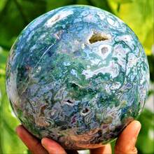 1 quả cầu pha lê mã não rêu quý hiếm tuyệt đẹp, quả cầu thạch anh xanh Geode, bộ sưu tập khoáng vật phong cách Bohemian tuyệt đẹp, quả cầu mã não cỏ nước, đá quý hiếm, trang trí nhà cửa, trang trí nghệ thuật, quà tặng độc đáo cho ngày lễ, món quà hoàn hảo cho Halloween/ - màu xanh lá - Xem 13