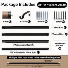 1 Set - Wooden Curtain Rod, Adjustable Length From 34 Inches To 146 Inches. 1-Inch Adjustable Faux Wood Decorative Curtain Rod, Suitable For Heavy Duty Decorative Curtains In Bedroom, Kitchen And Patio - 2.5mm Diameter Wood Grain Version - View 15