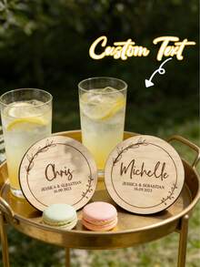 1/2 piezas Posavasos de boda personalizados de madera, etiquetas con nombre personalizadas cortadas con láser, decoración de mesa rústica y bohemia, decoración de mesa para novia y novio, decoración elegante para ceremonia y recepción de boda, recuerdos de boda, tarjetas de asientos Sr. y Sra. - Multicolor - Ver 2