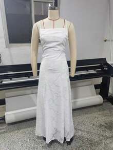 New Fashionable Versatile Spicy Girl Style Burgundy Sexy Slip Dress - White - View 4