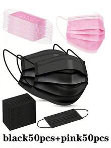 50 pezzi Mascherine monouso, opzioni di colori multipli, morbide e delicate sulla pelle, maschere a 3 strati, con lacci elastici per le orecchie - ideali per casa, scuola, ufficio, attività all'aperto e campeggio! - Multicolore - Visualizzare 20