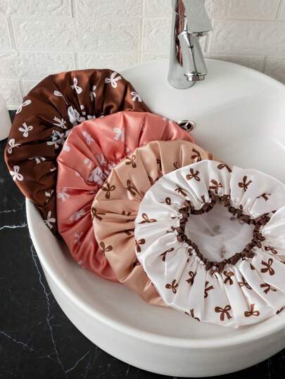 Pink Double Layer Thickened Shower Cap Extra Large Waterproof Bathing Cap For Women Reusable Hair Protection Bonnet With Wide Elastic Band For Daily Shower Bathing Spa Salon Gym Workout Swimming Pool Beach Vacation Hotel Travel Hair Coloring Hair Mask Deep Conditioning Skincare Facial Washing Face Makeup Rainy Day Self Care Essential Hair Care Accessory Bathroom Shower Accessories For Women Adults Long Thick Curly Hair