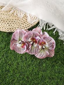 1个兰花爪夹双色人造花发饰，适用于优雅盘发、婚礼发型、法式晚宴头饰、度假发夹、沙滩发夹 - 彩色 - 查看 13