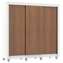 Ropero Closet Madesa Lyon Plus 3 Puertas con Pies Color Blanco y Marrón - Blanco y Marrón - Ver 2