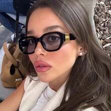 1 Pair Small Oval Cat Eye Fashion Glasses, Suitable For Outdoor Use - Black - View 1