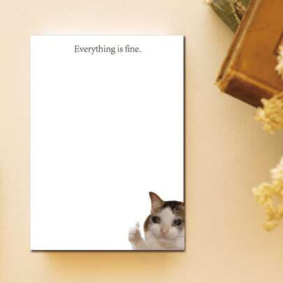 50 hojas "Todo está bien" Cuaderno divertido - Diseño lindo de gato - Regalo novedoso e interesante, adecuado para el trabajo, la oficina, amigos y colegas