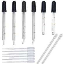 Zkupanx 6 PCS 1 ML Glass Eye Droppers With Clean Brush For Essential Oils, Lab, Health Care, Crafts - Glass Dropper, Eye Dropper, 1mL Pipettes Dropper, Medicine Dropper - ColorA - View 1