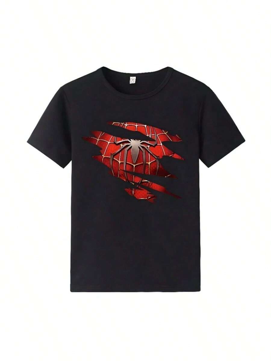 Vacation Outfits Women   Avengers Marvels Spidermans Irons Mans Summer Short-Sleeved T-Shirt Loose Cotton Vintage T-Shirts Men's Clothing Summer Tshirts Tops - Black and White - View 1