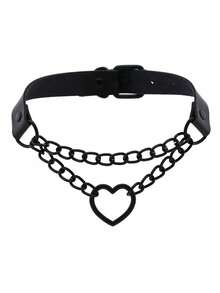 1件装时尚哥特式爱心颈链，PU皮革朋克铆钉项圈项链，创意礼物，适合日常、派对、圣诞节、万圣节、情人节，男女皆宜 - 彩色 - 查看 17