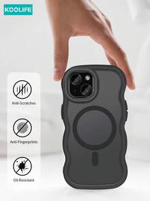 1pc Koolife Wavy Edge Shockproof Phone Case With Magnetic Charging Compatible With Apple 17 ProMax, PC+TPU Material, Raised Camera Protection, Compatible With Apple 17 ProMax/17/17 Pro/17 Air/16/16 Pro/16 Plus/16 ProMax/15 ProMax/15 Pro/15 Plus/14 ProMax/13 ProMax/13 Pro/12 ProMax/11, S25 Ultra/S24 Plus/A06/A07/A26/A36/A56/Z FLP3/4/5/6 - Black With Butterfly Accessories - View 8