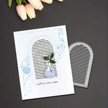 1pc Creative Arch Striped Metal Cutting Mold, DIY Embossing Cutting Die Mold, Suitable For Cards, Envelopes, Photo Albums, Embossed Paper Crafts, Album Stamps, Cards - A - View 2