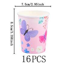 Floral & Butterfly Pattern Disposable Tableware Set, 7/9 Inch Party Plates, Disposable Paper Plates And Cups, Suitable For Holidays, Weddings, Engagements, Birthdays, Parties, Celebrations - Multicolor - View 7