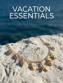 1pc Bohemian Style Fashion Textured Golden Sea Creature Pendant Necklace - Seashell, Starfish, Turtle, Versatile Beach Holiday Essential Accessory, Great Gift - Gold - View 7