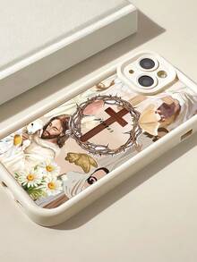 1个时尚十字架耶稣羔羊透明TPU全包防震防指纹手机壳，兼容 17/16/16Pro/16Plus/15/15ProMax/15Pro/11/12/13/14ProMax/11Pro/11ProMax/12Pro/12ProMax/13Pro/13ProMax/14Pro/14ProMax，柔软高端手感 - 彩色 - 查看 3