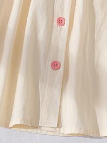 Young Girl Embroidered Collar Short Sleeve Blouse, Summer - Apricot - View 6