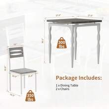 Juego de mesa de comedor de 3 piezas para 2 personas que ahorra espacio: muebles modernos de cocina y comedor con patas en espiral, perfectos para apartamentos o casas, disponibles en marrón, negro y - Gris Oscuro - Ver 6