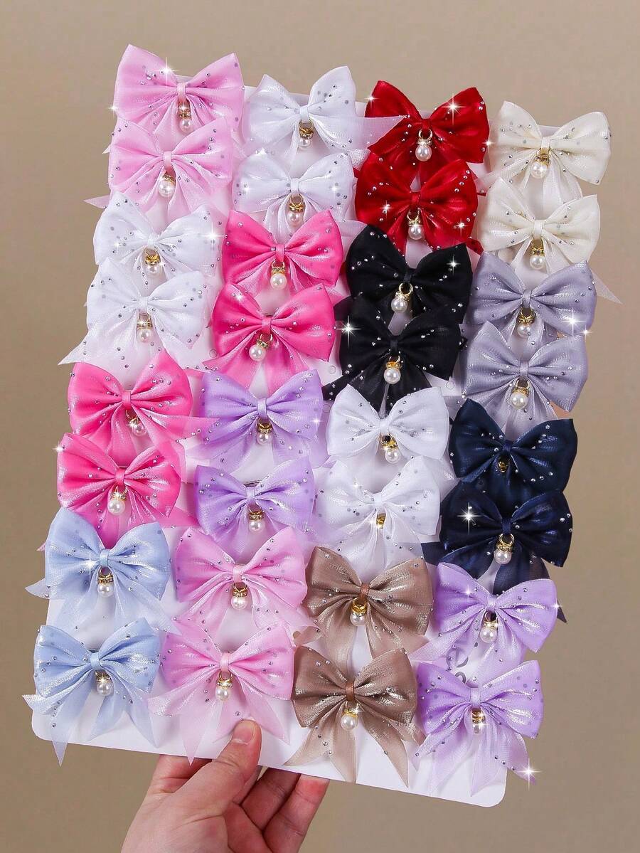 8 pezzi Fermagli per capelli da ragazza in rete con fiocco e perle finte, fermagli carini per ciuffi laterali da principessa, fermagli semplici per frangia, fermagli a papera dolci e versatili, adatti per uso quotidiano, fermagli a pinza, fermagli per capelli, forcine, accessori - Multicolore - Visualizzare 1