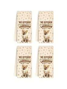 Bộ 1/2/4 khăn lau bếp kích thước 15.7x23.62 inch với họa tiết chó Labrador, món quà hoàn hảo dành cho phụ nữ, bao gồm khăn lau bếp làm từ sợi microfiber, lý tưởng cho những người yêu thích chó Labrador. - Màu be - Xem 10