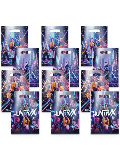 asmodee 50pcs Cartoon Anime K-Pop Exorcist Hunter Theme Gift Bags, Anime Character Pattern Anime Merchandise Party Favor Candy Bags, Suitable For Birthday Party, Theme Party, Gift Packaging