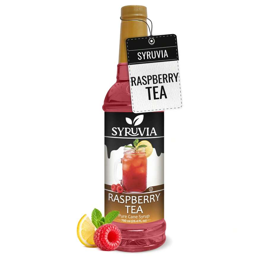 Syruvia Raspberry Tea Flavored Syrup - 25.4 Fl Oz Premium Flavoring Syrup - Kosher, Gluten Free, Perfect For Drinks, Soda, Shakes, Cocktails, Desserts And More. - 25.4 Fl Oz - View 1