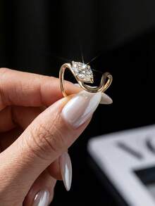 Nhẫn đính hôn, nhẫn cưới, nhẫn kỷ niệm sang trọng bằng bạc sterling 925, đá Moissanite hình mắt cong độc đáo 1 carat, quà tặng trang sức cho nữ, quà Giáng sinh. - Nhẫn Moissanite cong phù hợp - 1ct - Xem 2