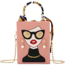 Novelty Unique 3D Lady Face PU Leather Top Handle Satchel Handbags For Women Funky Tote Purse Hobo Crossbody Shoulder Bags - màu xanh lá - Xem 3