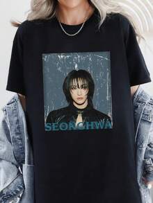 T-shirt vintage Seonghwa ATEEZ, t-shirt unisexe Kpop (1) - Noir - Voir 1