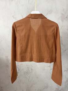 Casual Linen Shirt And Skort Set | With Belt And Pockets | Breathable Fabric - 棕色 - 查看 6